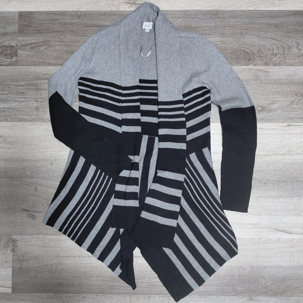 Keren Hart Long Sleeve Open Front Striped Cardigan Sweater